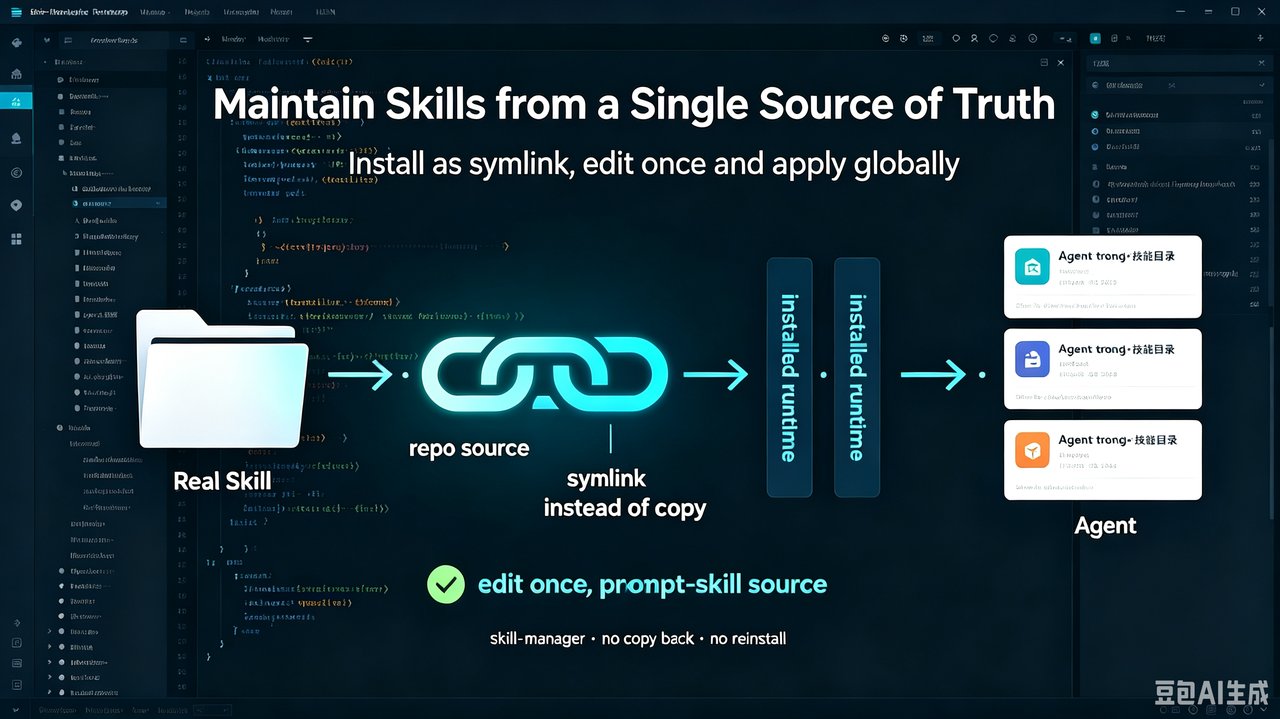 Cover: One Source of Truth for Your Skills — iterate daily, break nothing