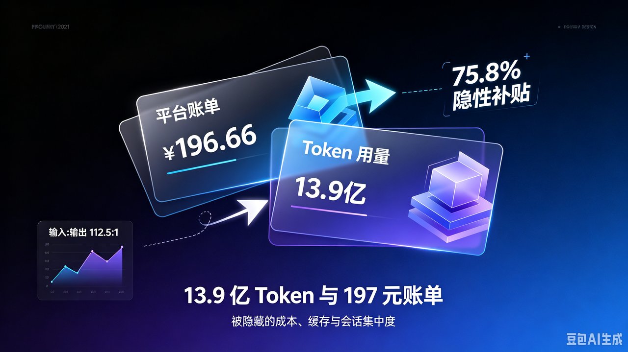 封面图：13.9 亿 Token 与 197 元账单——被隐藏的 76%