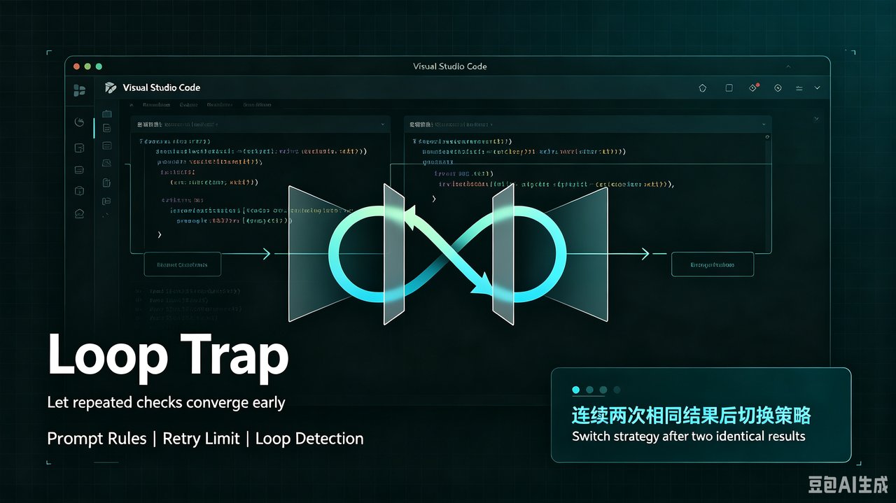 Cover: The Infinite Loop Trap — an AI agent stuck in an infinite loop burning tokens, intercepted by three lines of defense