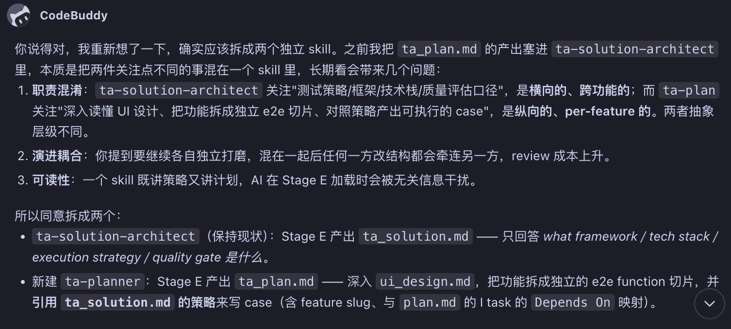 AI-assisted Skill splitting decision process